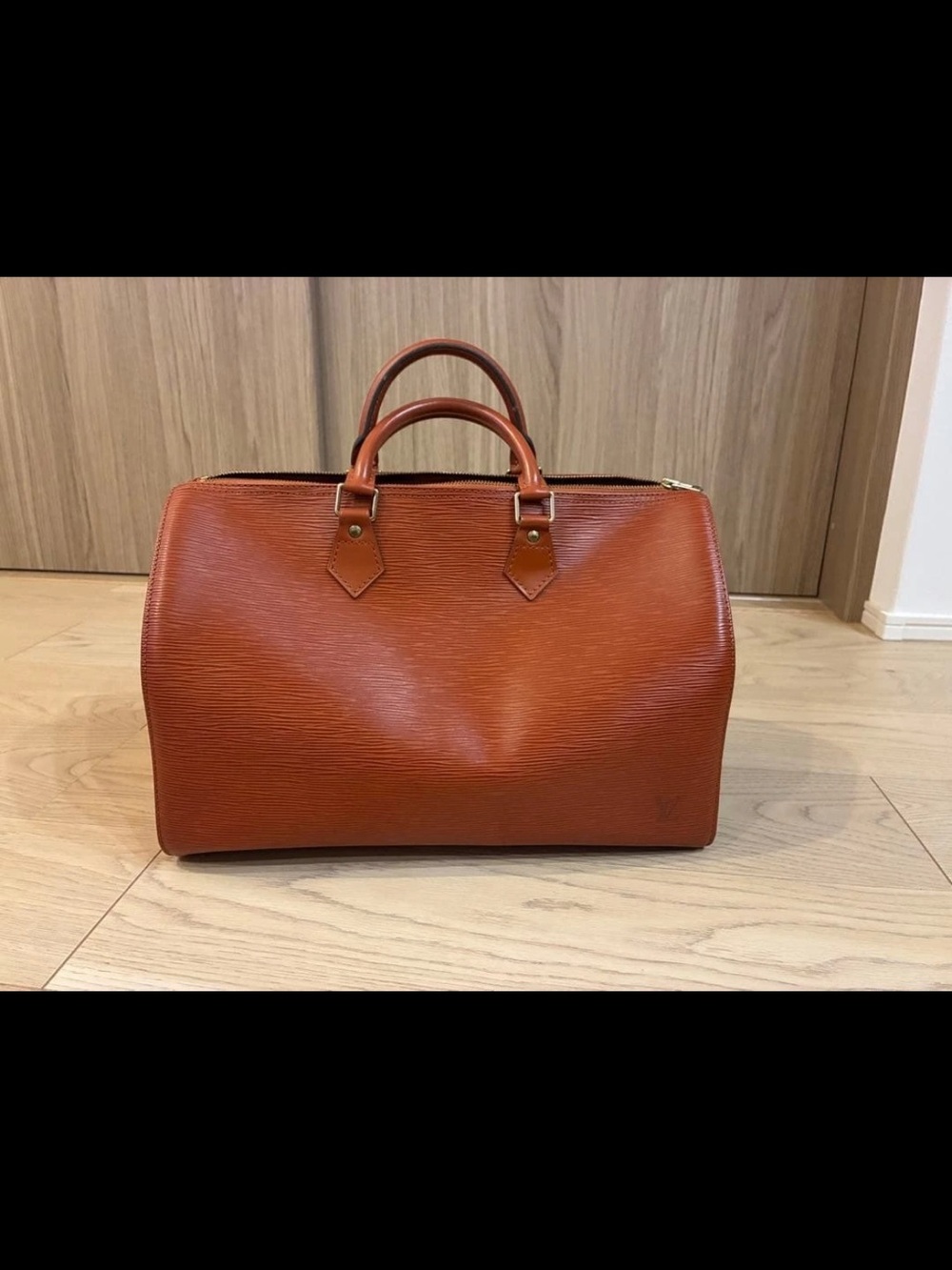 Louis Vuitton Tan Epi Leather Satchel with Gold Hardware